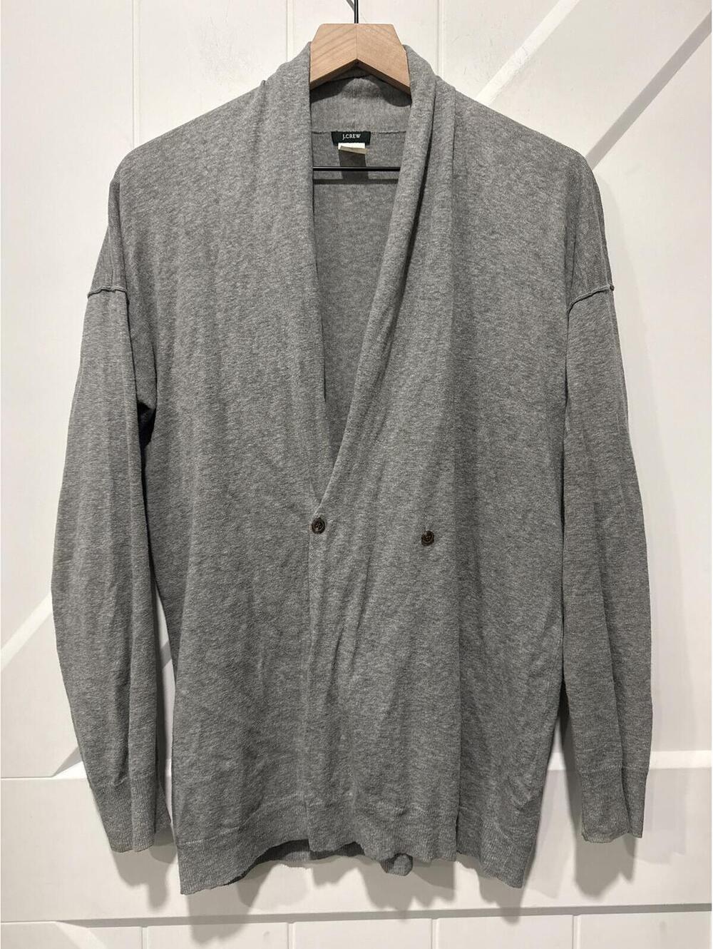Men's J.Crew Gray Linen Cotton Blend Cardigan Sweater Medium